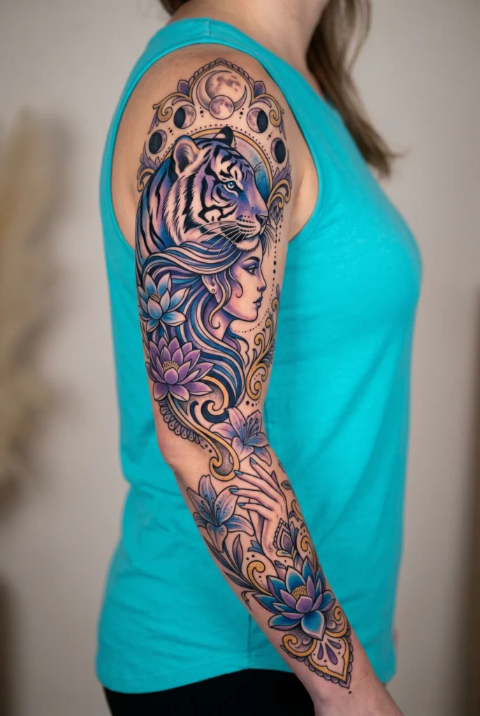 Tiger Goddess Fusion Sleeve Design