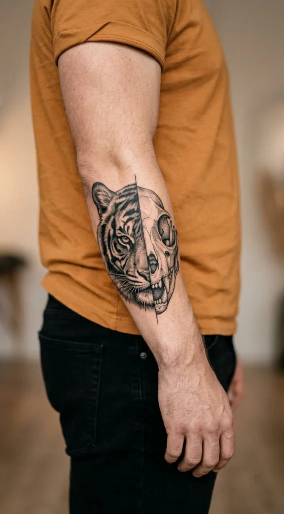 Tiger Skull Fusion Forearm Artwork
