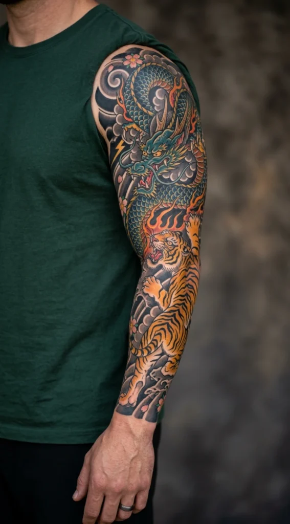 Tiger and Dragon Battle Full Sleeve