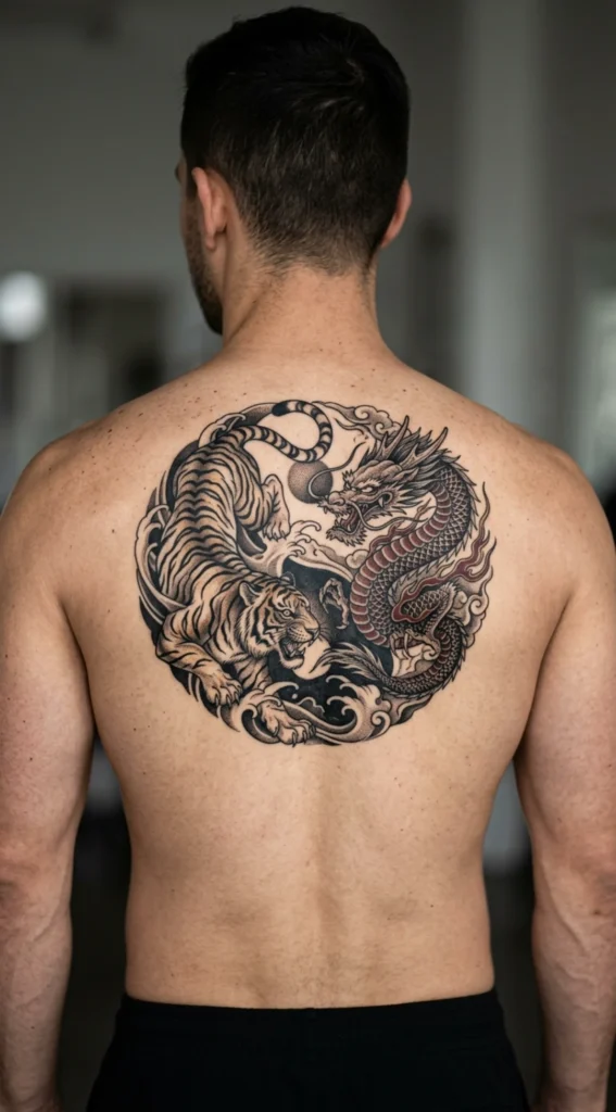 Tiger and Dragon Yin Yang Composition