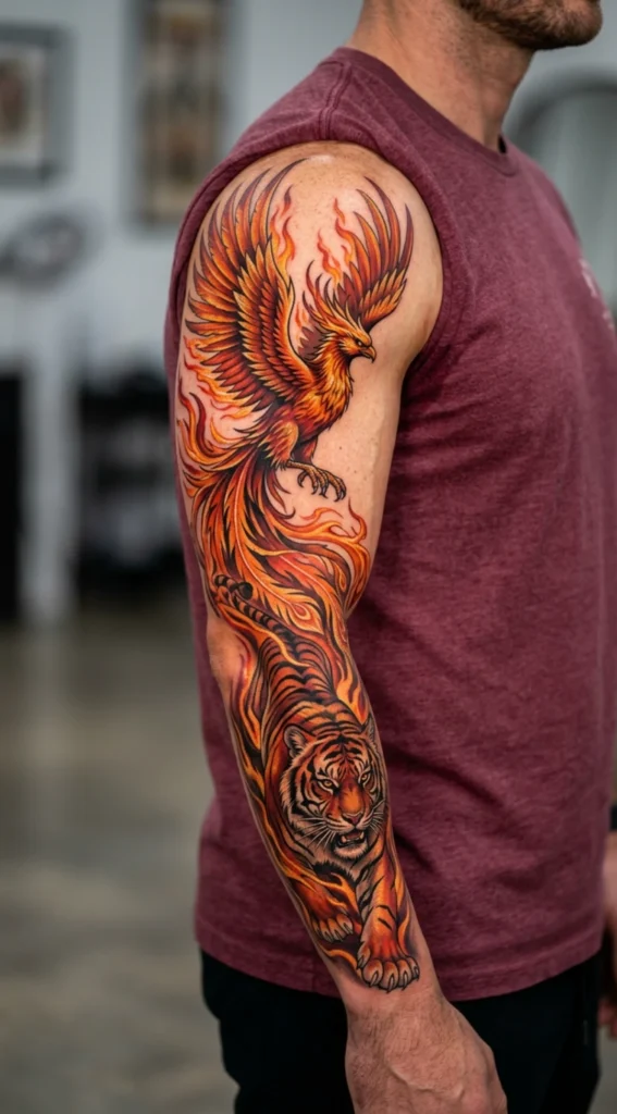 Tiger and Phoenix Full Sleeve