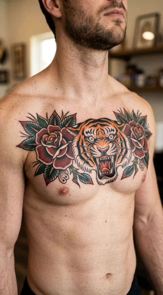 Traditional Tiger Chest Piece
