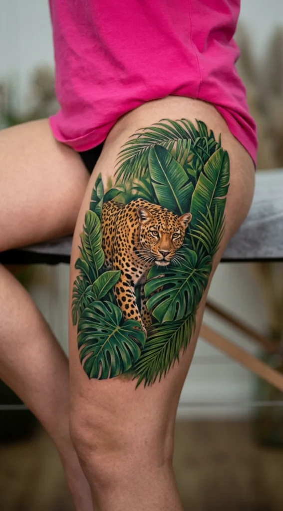 Tropical Leopard Tattoo