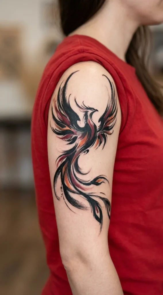 Abstract Brushstroke Phoenix