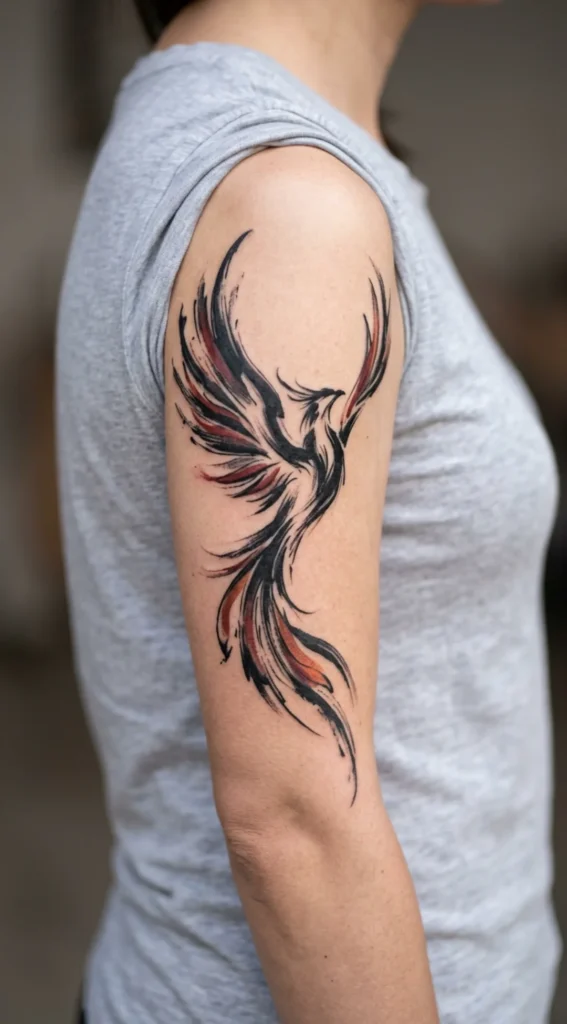 Abstract Brushstroke Phoenix Rebirth Design