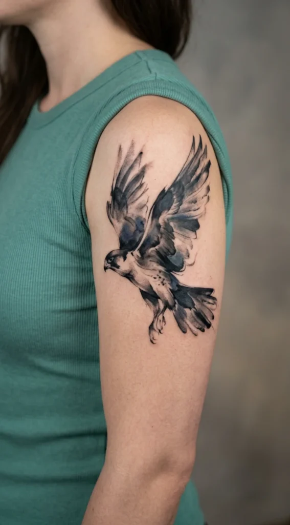 Abstract Falcon with Ink Wash Effect