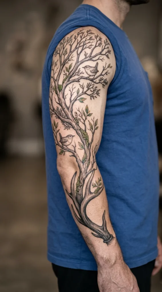 Antlers Transforming into Tree Branches Sleeve