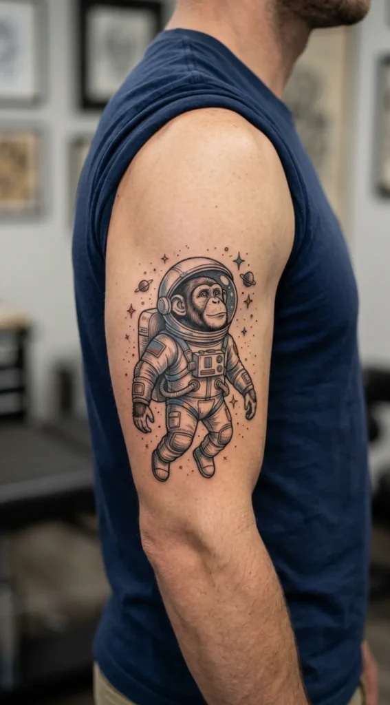 Astronaut Monkey Tattoo