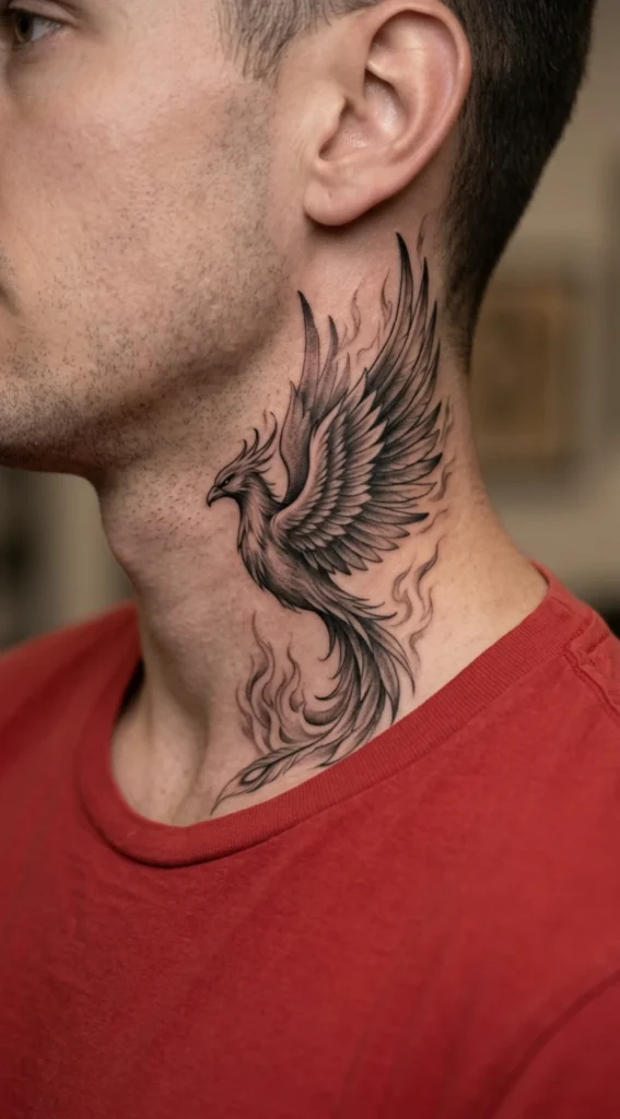 Black & Grey Side Neck Phoenix