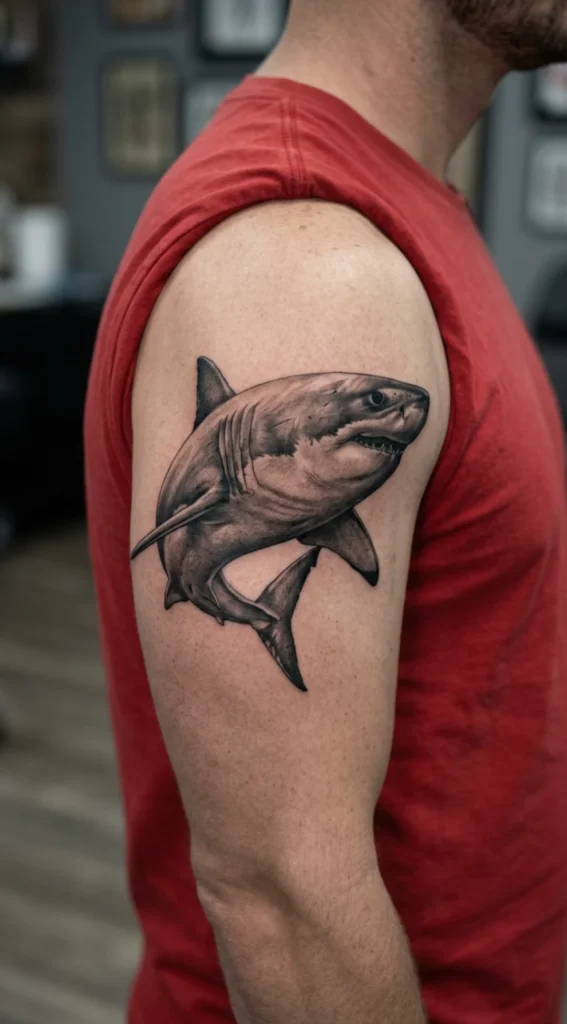 Black and Grey Great White Shark