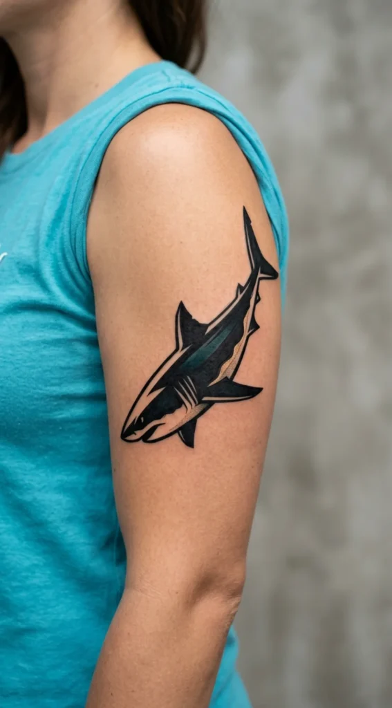 Blackwork Shark Tattoo