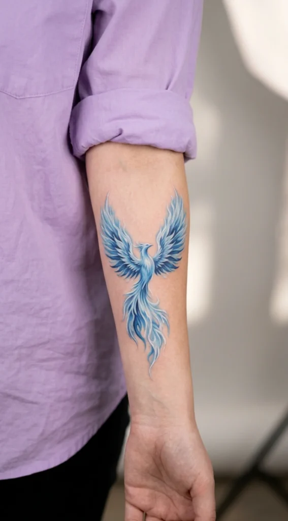 Blue Flame Phoenix with Ethereal Wings