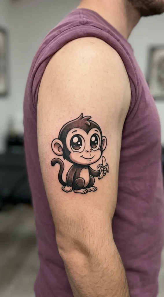 Cartoon Monkey with Big Eyes
