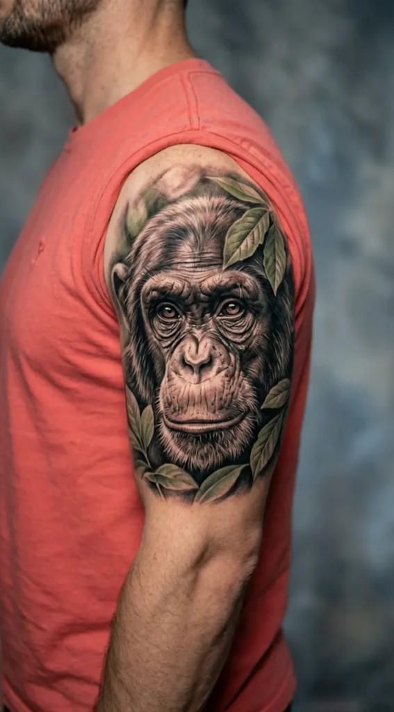  Chimpanzee Realism Tattoo