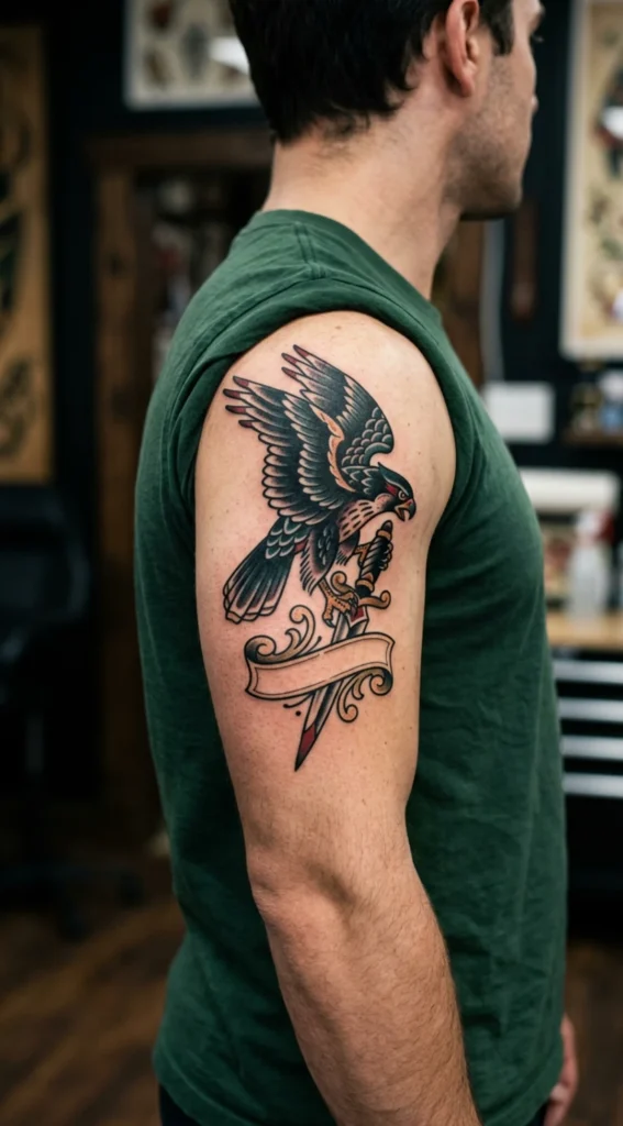 Classic Falcon with Dagger and Banner