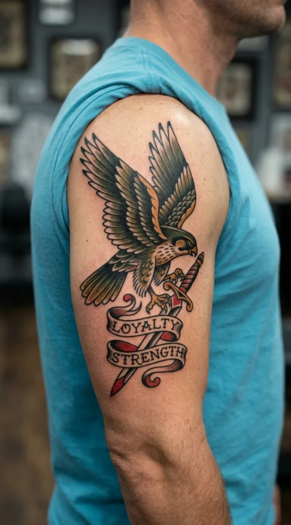Classic Falcon with Sword and Ribbon