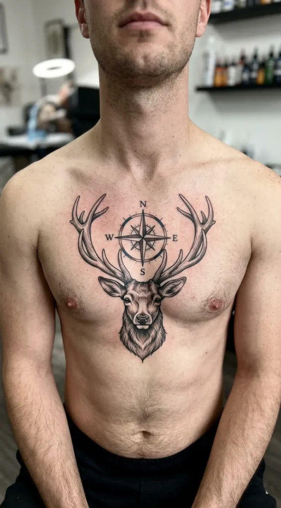 Compass Deer Chest Design