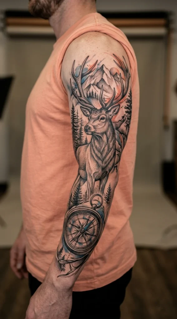 Compass and Stag Adventure Full Sleeve