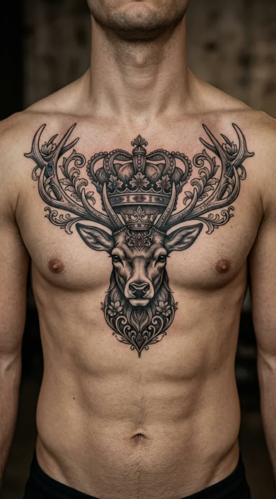 Crowned Stag Chest Ink