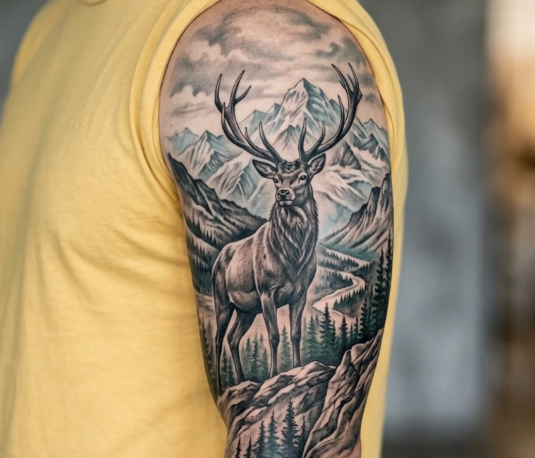 Deer Full Sleeve Tattoos