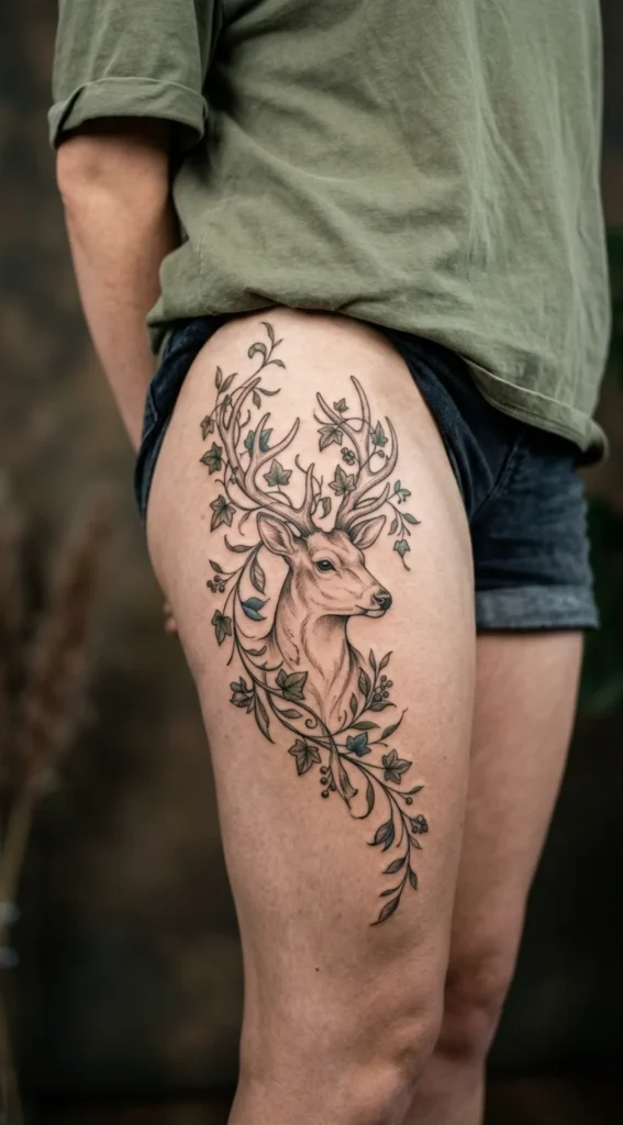 Deer with Flowing Vines and Ivy