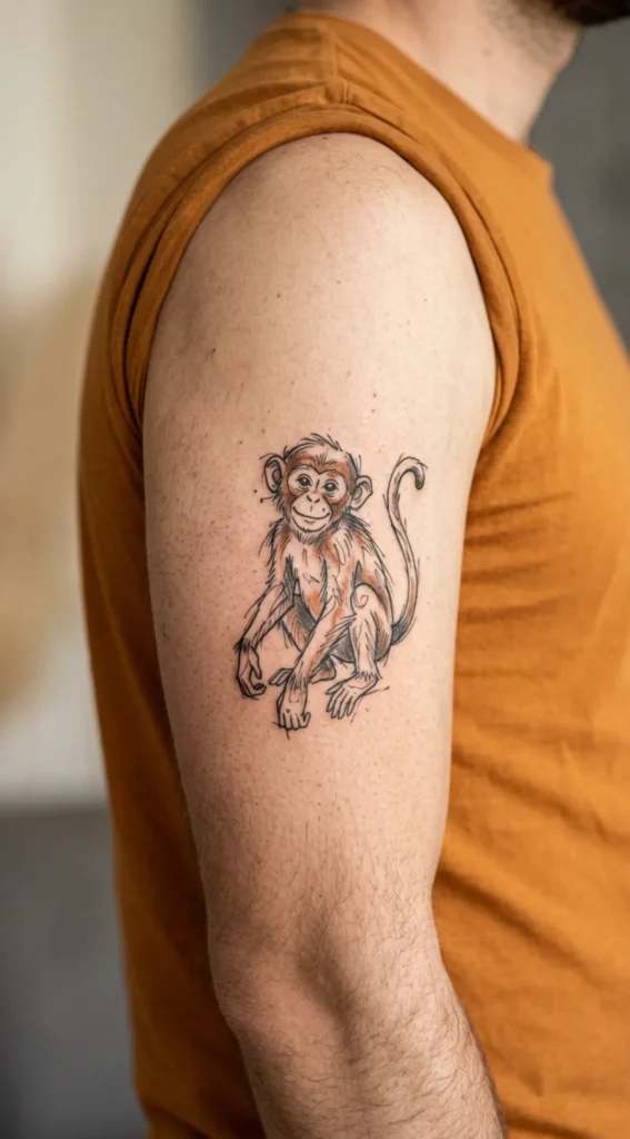 Doodle Style Monkey Tattoo
