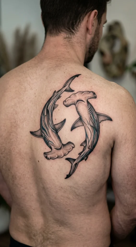 Double Hammerhead Shark Composition