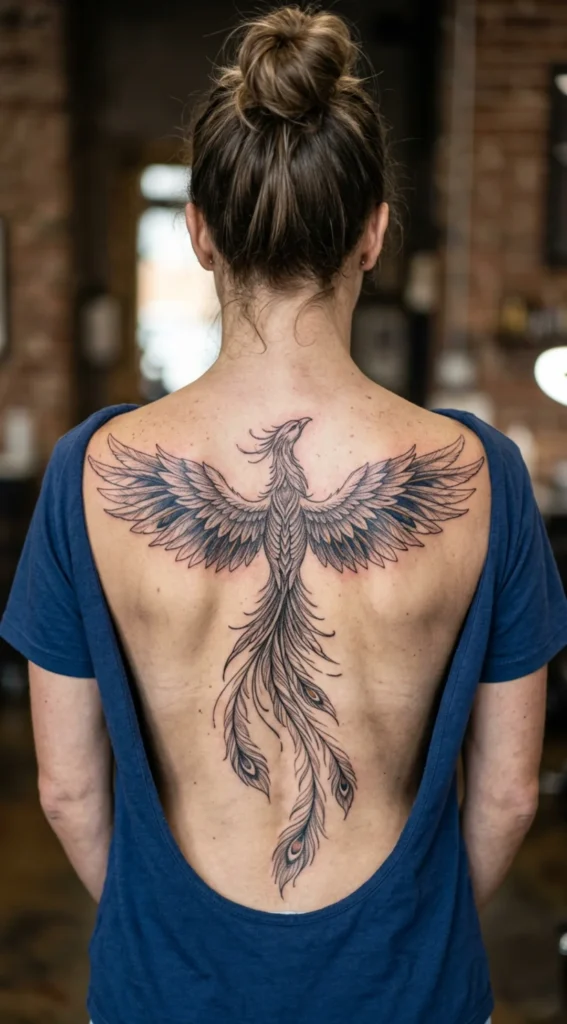 Elegant Spine Phoenix Rising Design