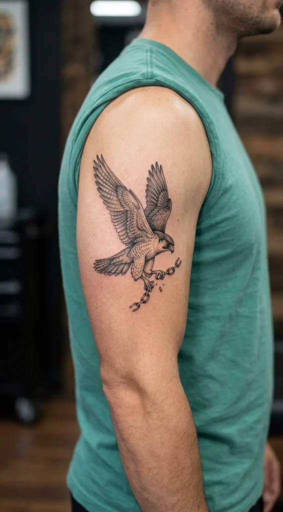 Falcon Clutching a Broken Chain