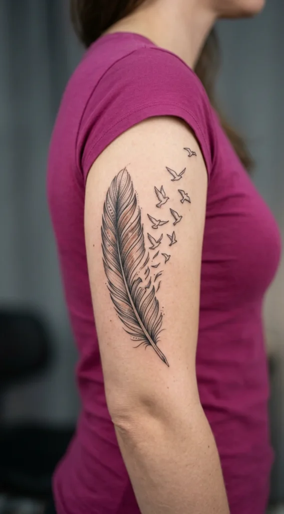 Falcon Feather Transforming into Birds
