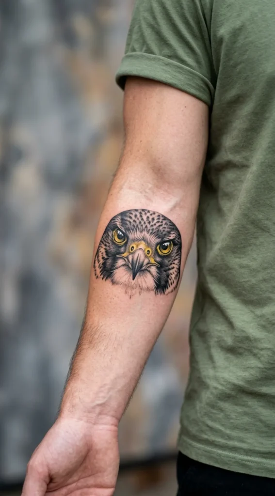 Falcon Head with Piercing Eyes
