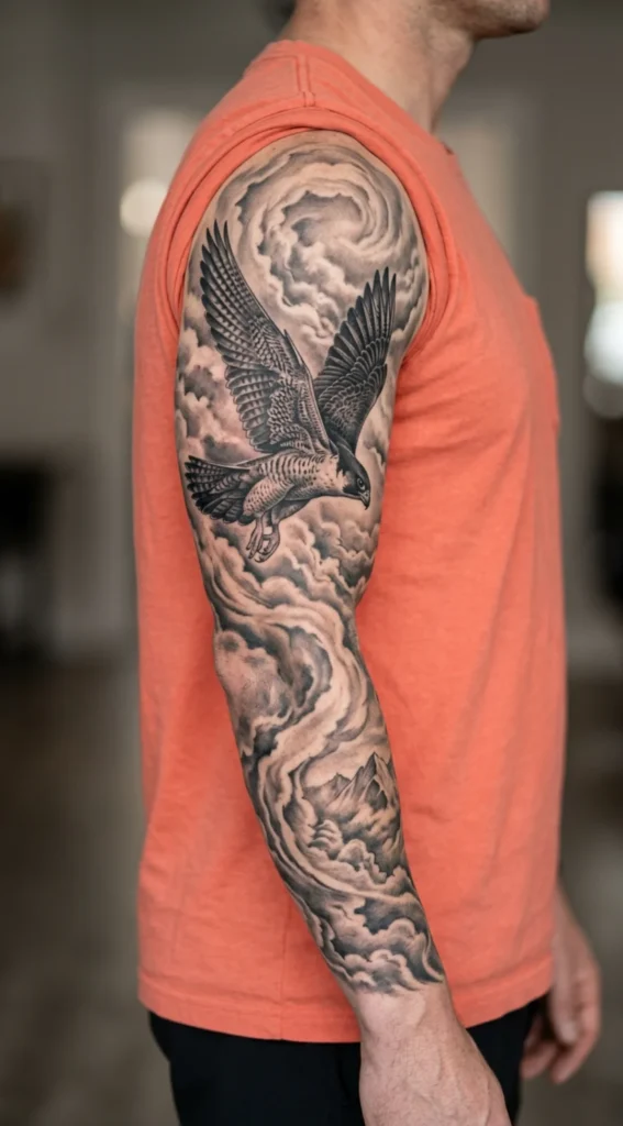 Falcon Sleeve Featuring Clouds