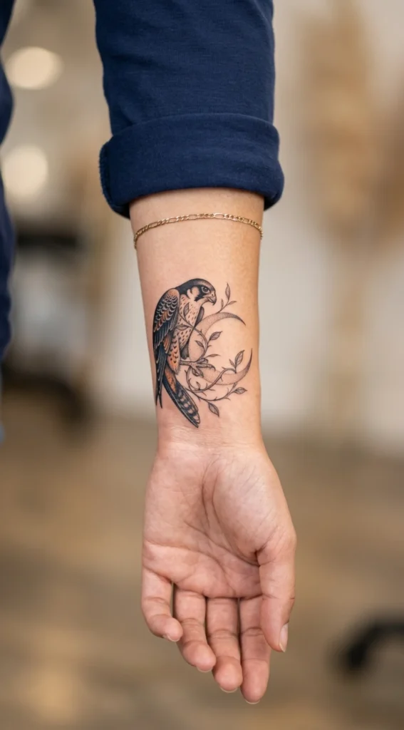 Falcon Wrapped Around a Crescent Vine
