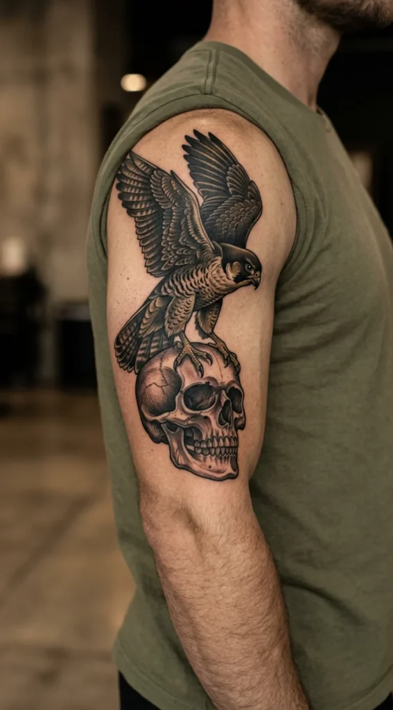 Falcon and Skull Composition