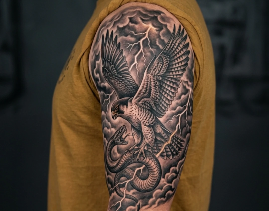 Falcon and Snake Tattoo Designs