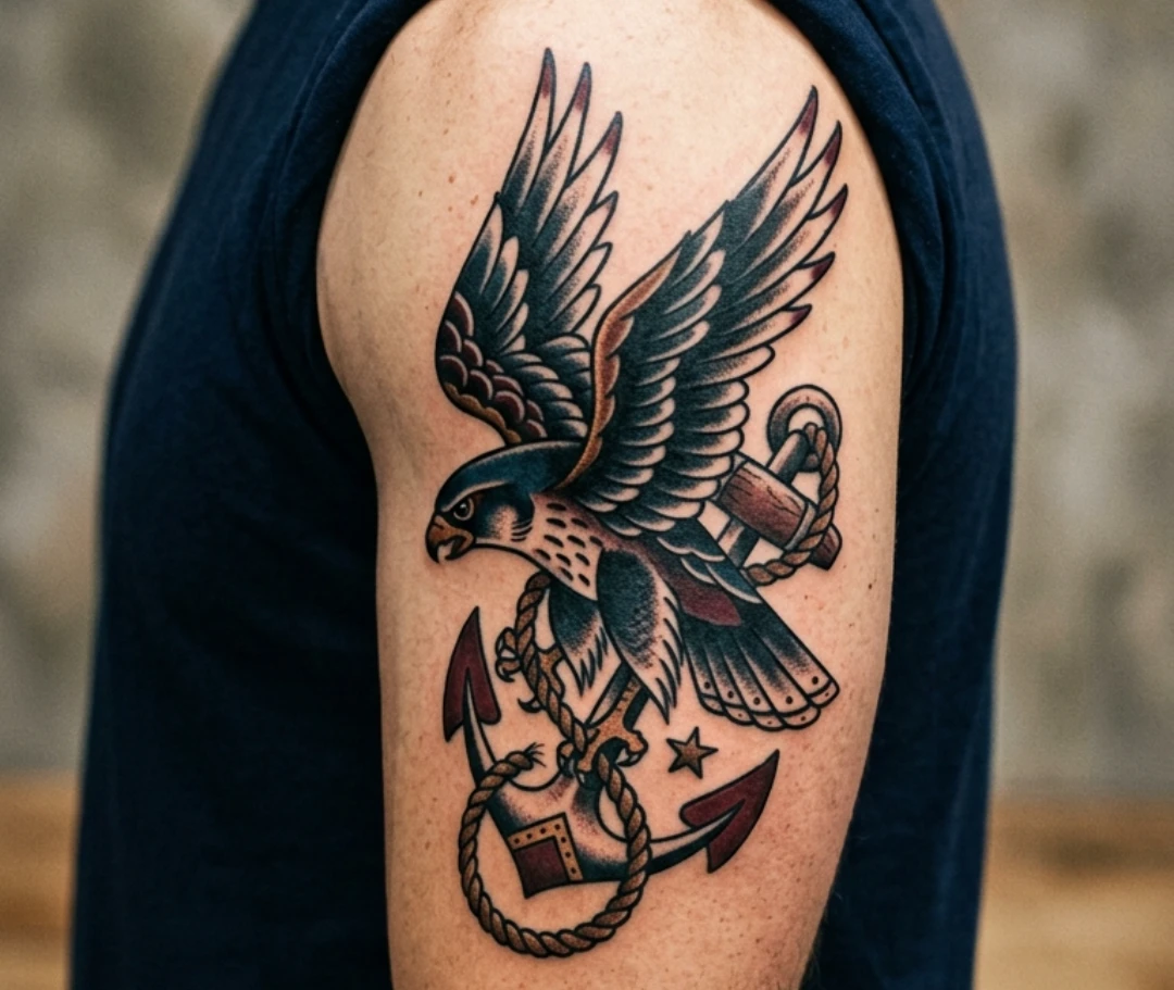 Falcon Traditional Tattoo Ideas