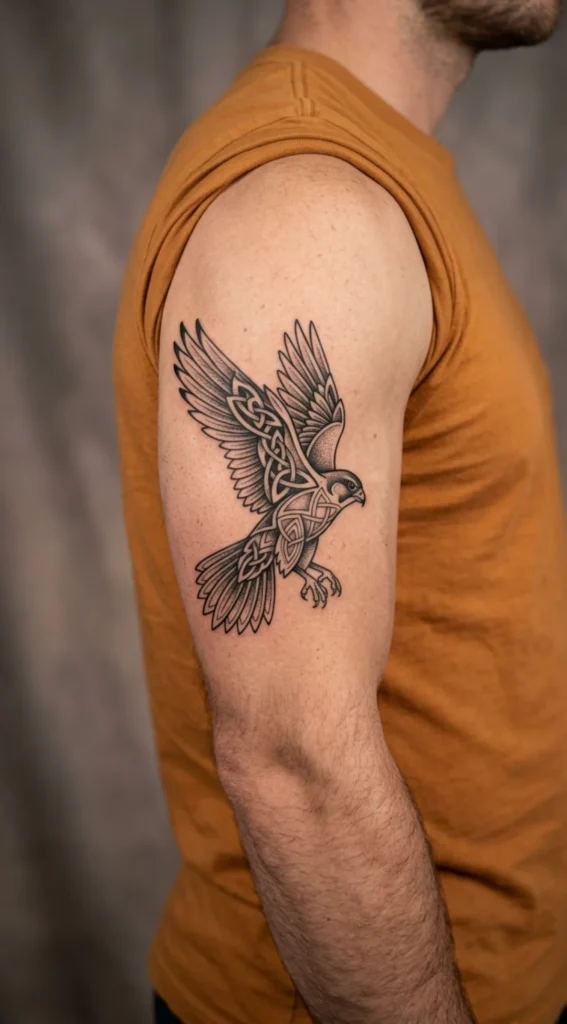 Falcon with Celtic Knot Accents