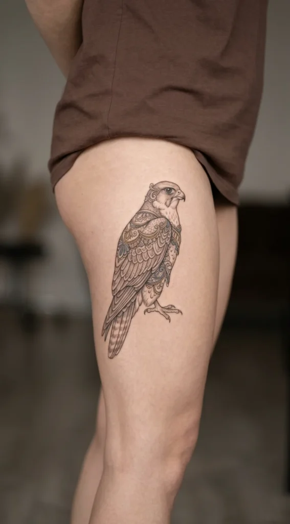 Falcon with Decorative Lace Ornament