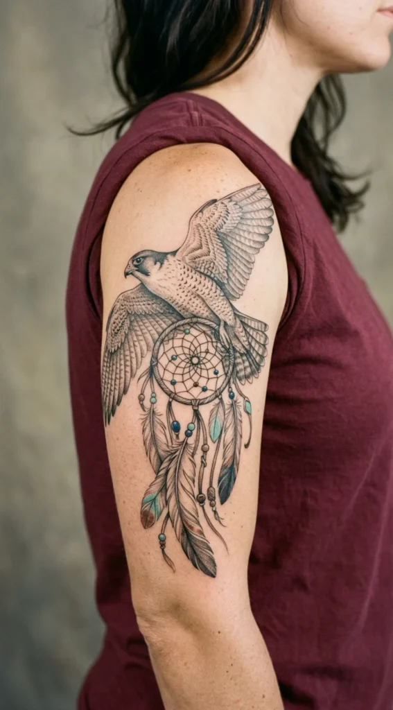  Falcon with Dreamcatcher Elements