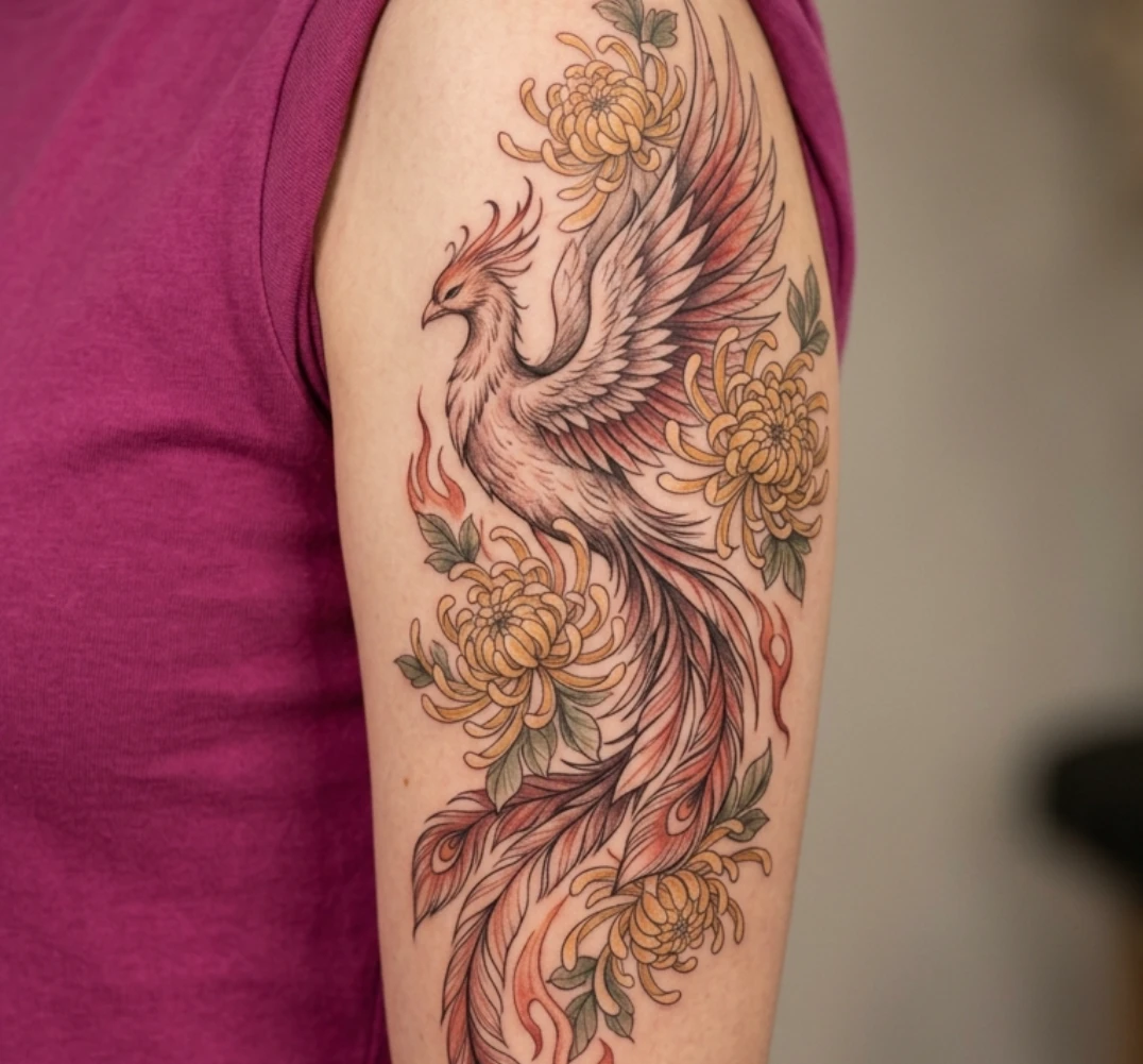 Feminine Rebirth Phoenix Tattoo Ideas