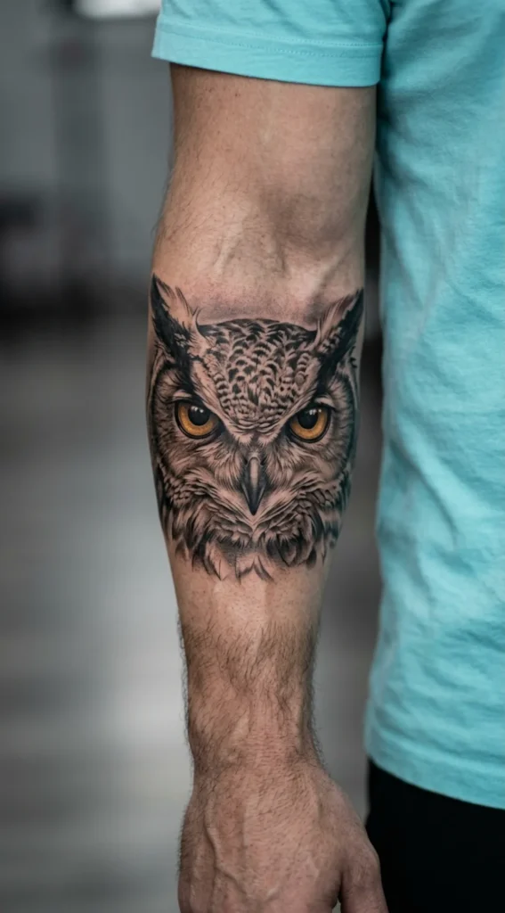 Fierce Owl with Piercing Eyes Tattoo