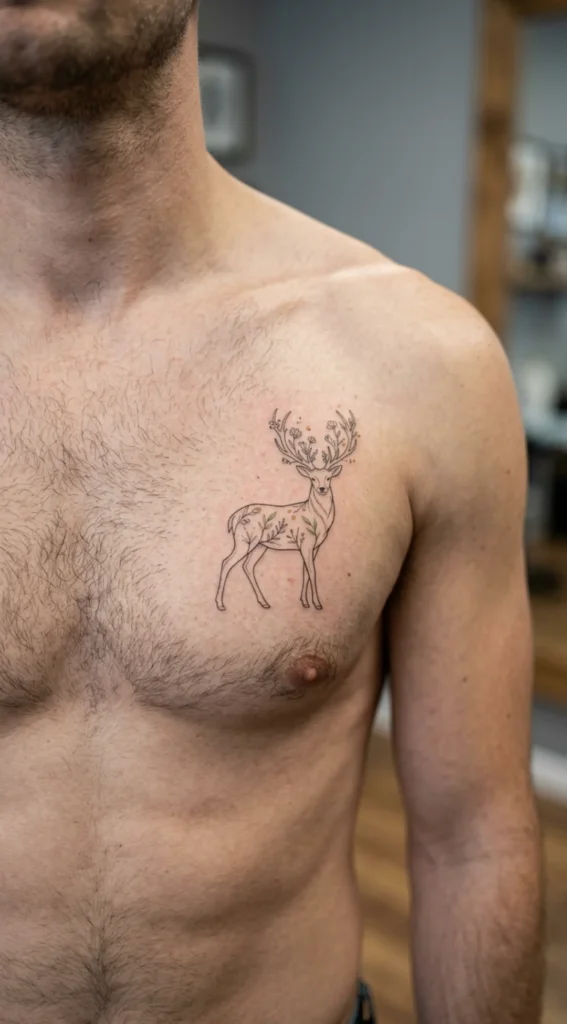 Fine Line Deer Chest Ink