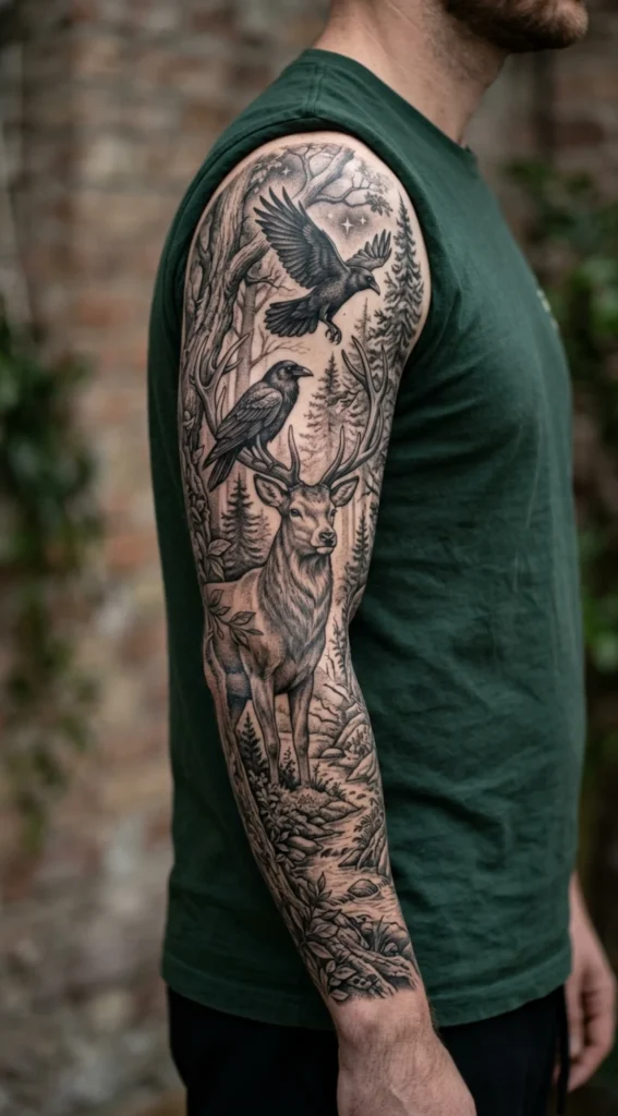 Forest Guardian Deer with Ravens Sleeve