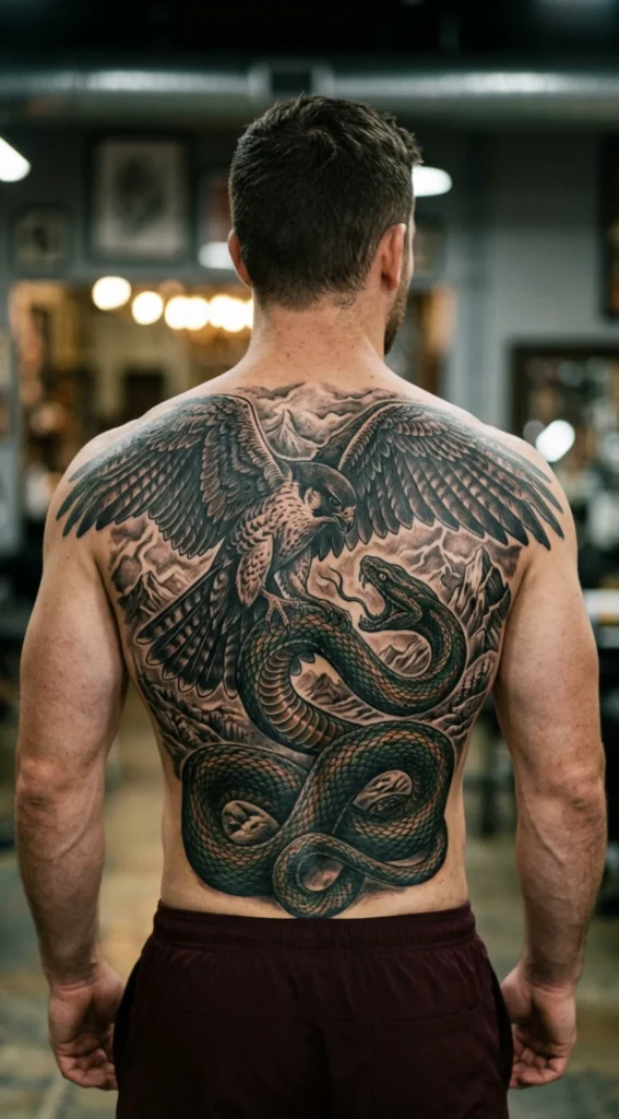 Full Back Falcon and Giant Serpent Battle Scene