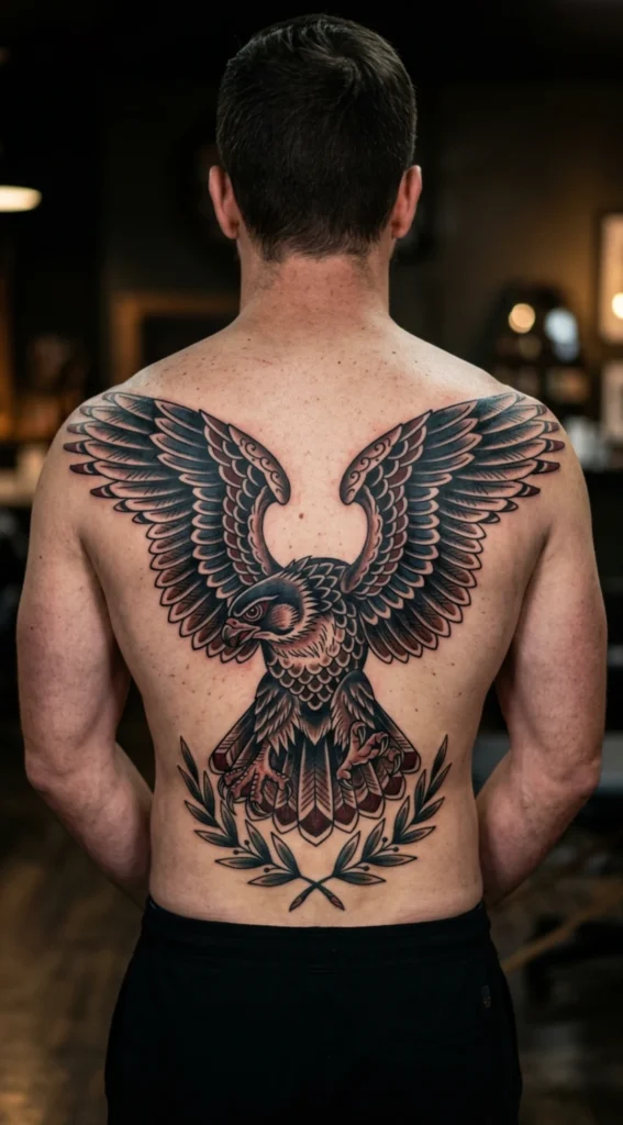 Full Back Traditional Falcon with Bold Linework