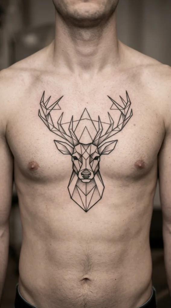 Geometric Deer Chest Design