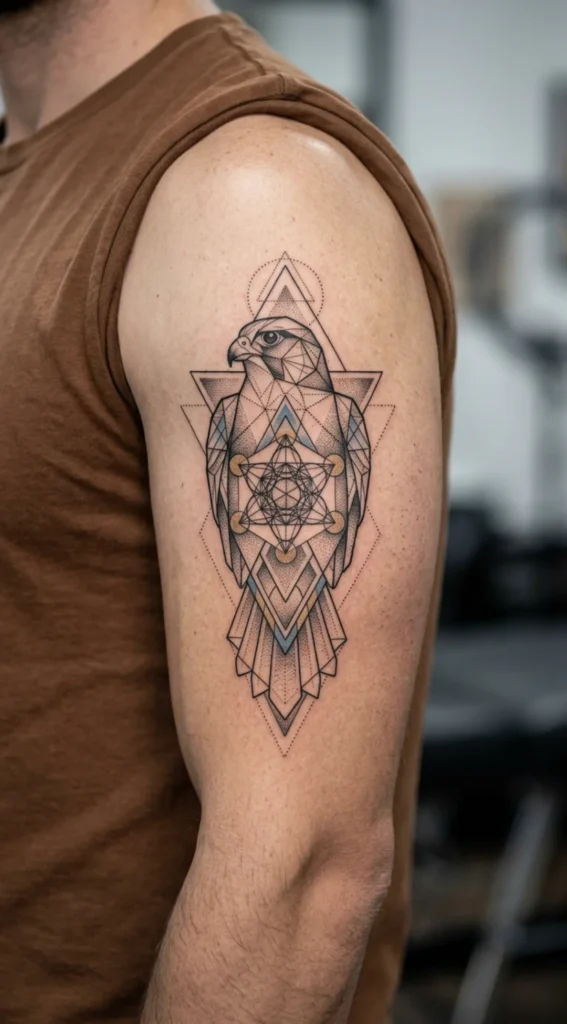 Geometric Falcon with Sacred Shapes