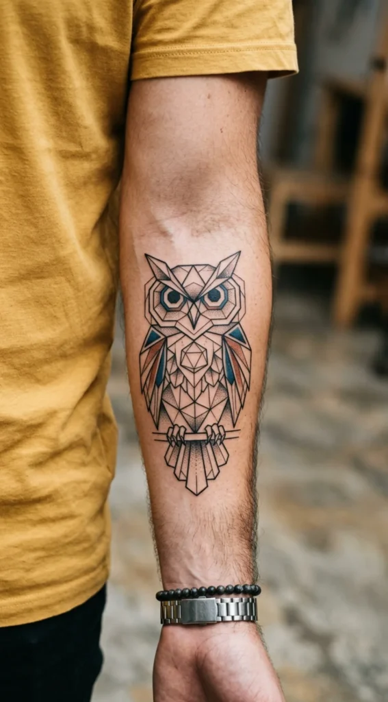 Geometric Owl Tattoo