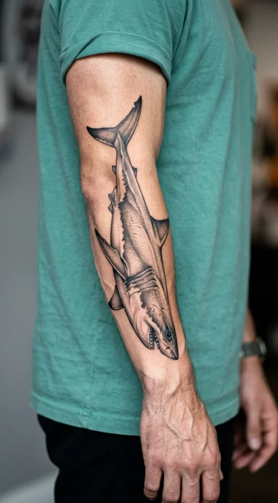 Great White Shark Forearm Tattoo