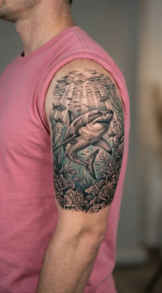 Great White Shark Full Marine Scene